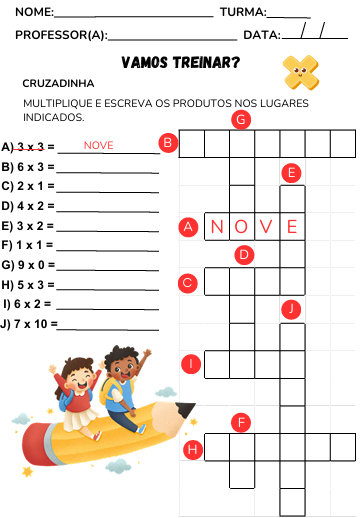 Cruzadinha de multiplicação
