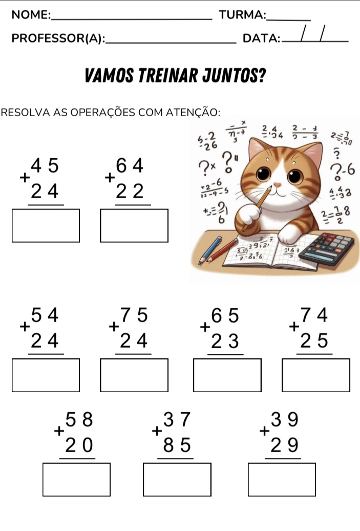 Exercícios de adição com ilustração
