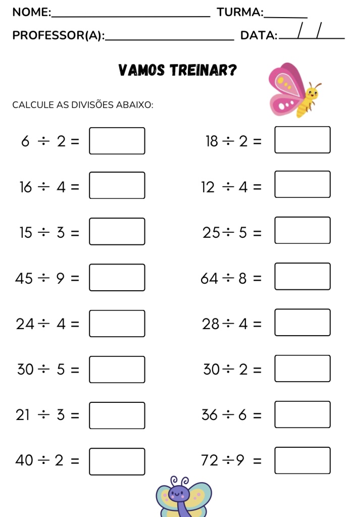 Exercícios de divisão